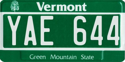 VT license plate YAE644