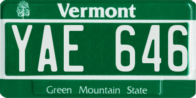 VT license plate YAE646