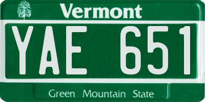 VT license plate YAE651