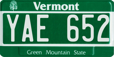 VT license plate YAE652