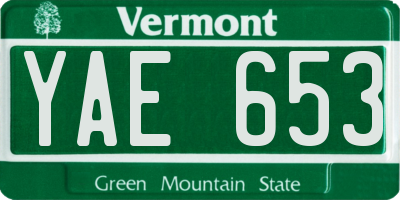 VT license plate YAE653