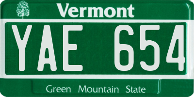 VT license plate YAE654
