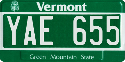 VT license plate YAE655