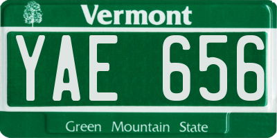 VT license plate YAE656