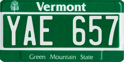 VT license plate YAE657