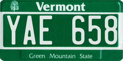 VT license plate YAE658