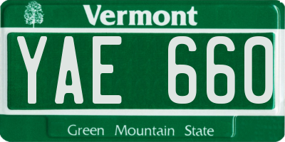 VT license plate YAE660