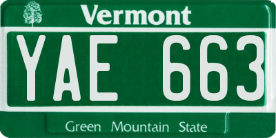 VT license plate YAE663