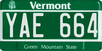 VT license plate YAE664