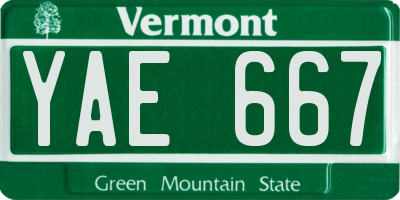 VT license plate YAE667