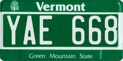 VT license plate YAE668