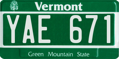 VT license plate YAE671