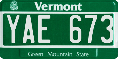 VT license plate YAE673