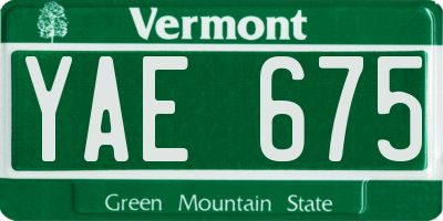 VT license plate YAE675