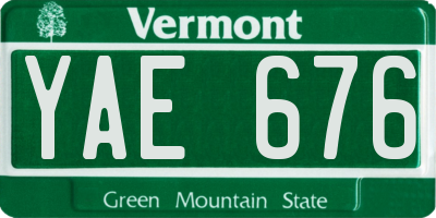 VT license plate YAE676