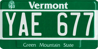 VT license plate YAE677