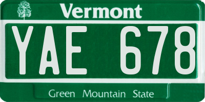 VT license plate YAE678