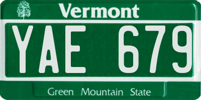 VT license plate YAE679