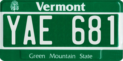 VT license plate YAE681