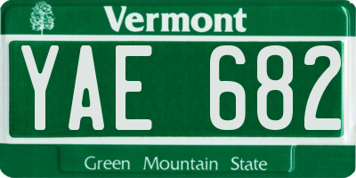 VT license plate YAE682