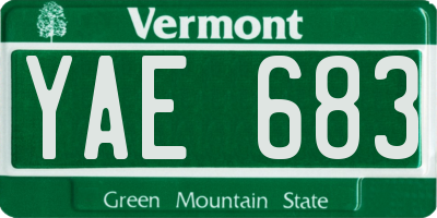 VT license plate YAE683