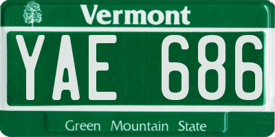 VT license plate YAE686
