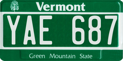 VT license plate YAE687
