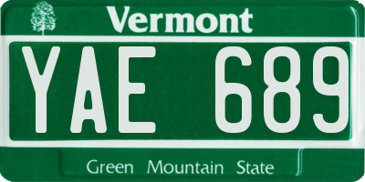 VT license plate YAE689