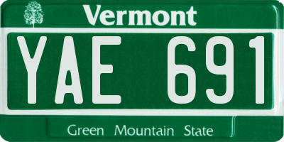 VT license plate YAE691