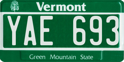 VT license plate YAE693