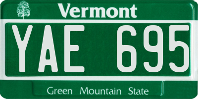 VT license plate YAE695
