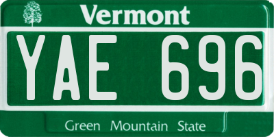 VT license plate YAE696