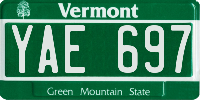 VT license plate YAE697