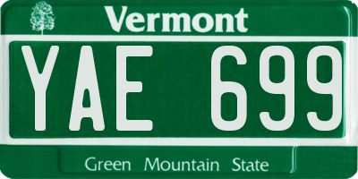 VT license plate YAE699