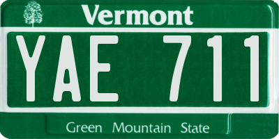 VT license plate YAE711