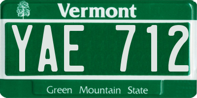 VT license plate YAE712