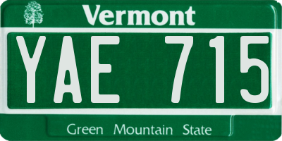 VT license plate YAE715
