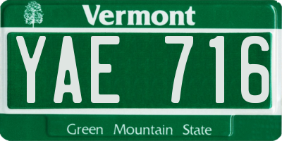 VT license plate YAE716