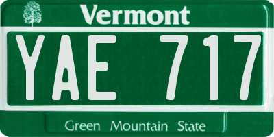 VT license plate YAE717
