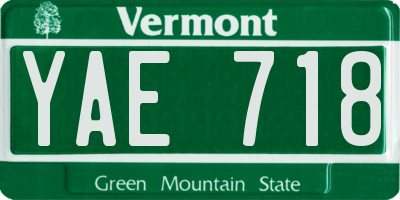 VT license plate YAE718