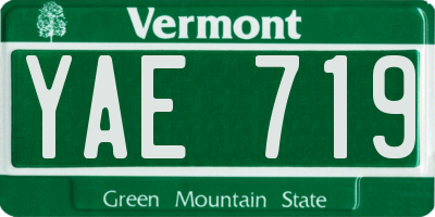 VT license plate YAE719