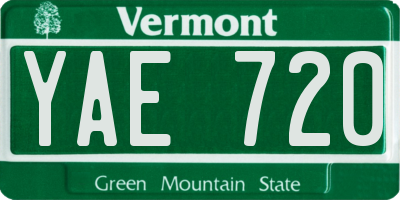 VT license plate YAE720