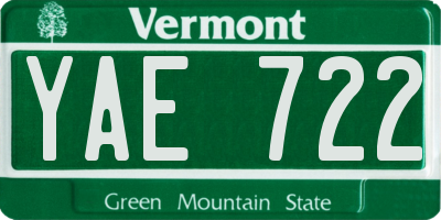 VT license plate YAE722