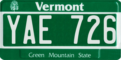 VT license plate YAE726