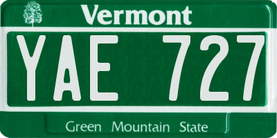 VT license plate YAE727