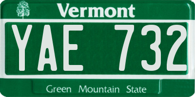 VT license plate YAE732
