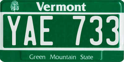 VT license plate YAE733