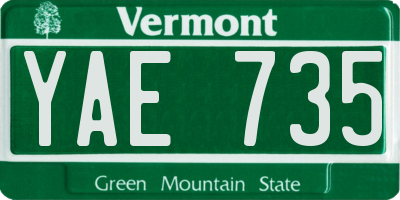 VT license plate YAE735