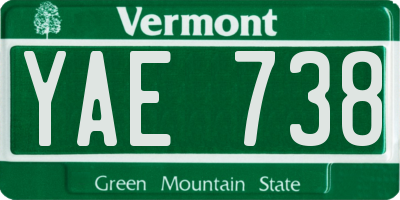 VT license plate YAE738