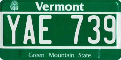 VT license plate YAE739